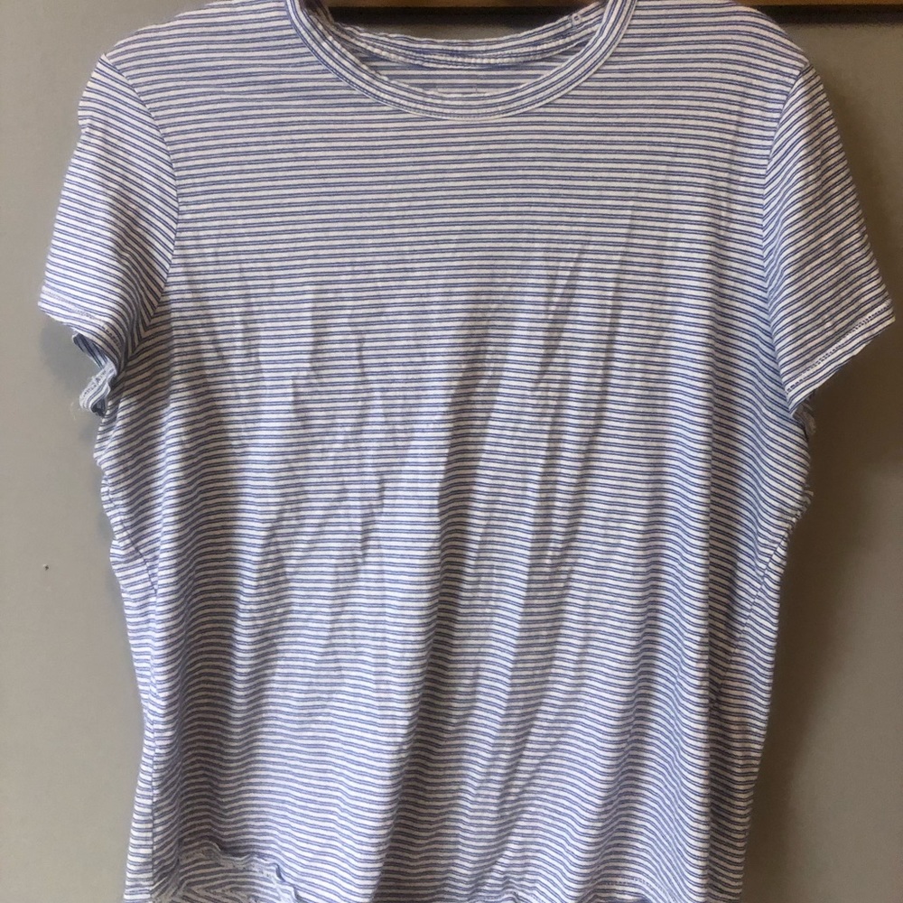 Blue and white striped shirt